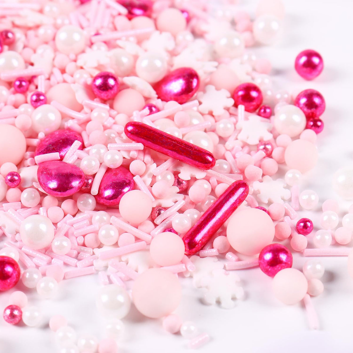 Pink Sprinkles for Cake Decorating, Pink Pearl Sprinkles, Metallic Sprinkle Mix for Cupcakes