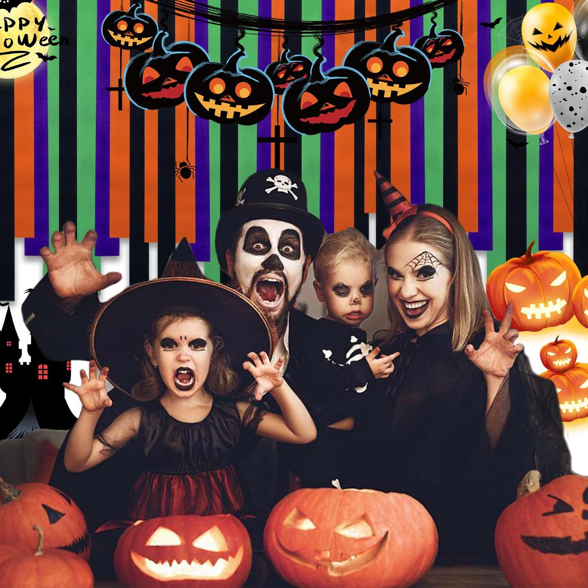 Crepe Paper Streamers 8 Rolls 656ft Orange Purple Black Green Tassels Streamer Paper for Halloween