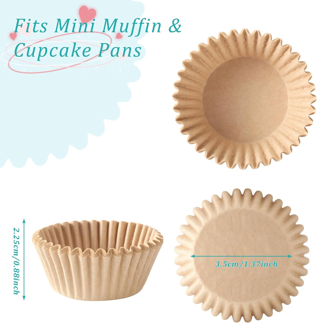 1.4 inch 1000-Count Mini Cupcake Liners Bright Colorful Muffin Baking Cups, Odorless,Baking Paper
