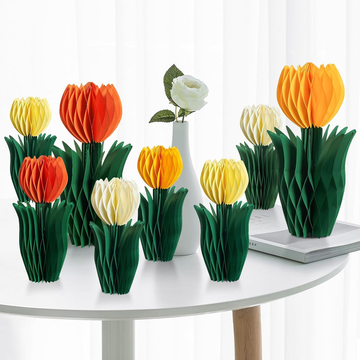 SUNBEAUTY 8 PCS Flower Honeycomb Decoration Tulip Honeycomb Decoration Mother's Day Decoration