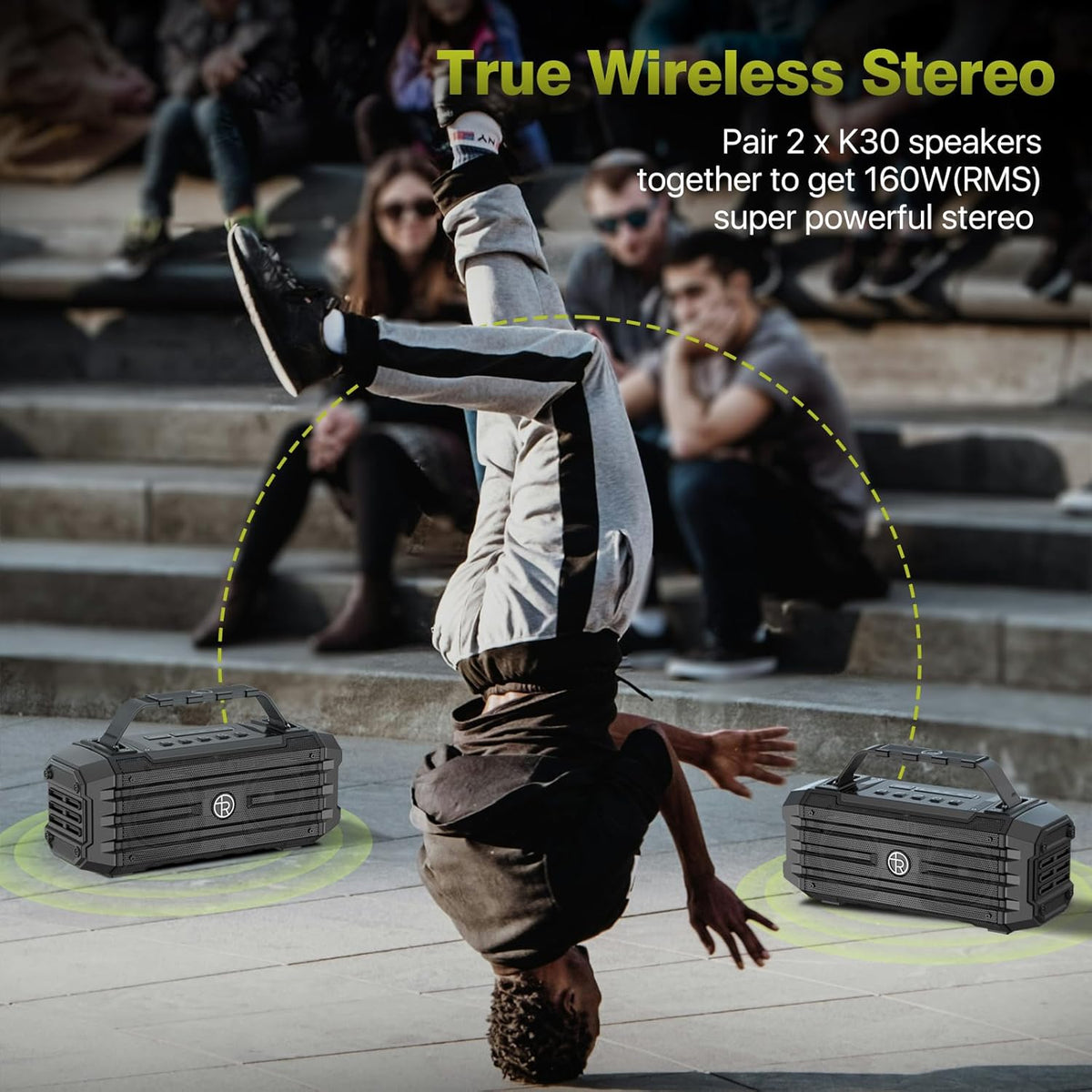 Bluetooth Speaker 120W Peak 80W Portable Wireless Hi-Fi Loud Outdoor IPX6 Waterproof Big Party