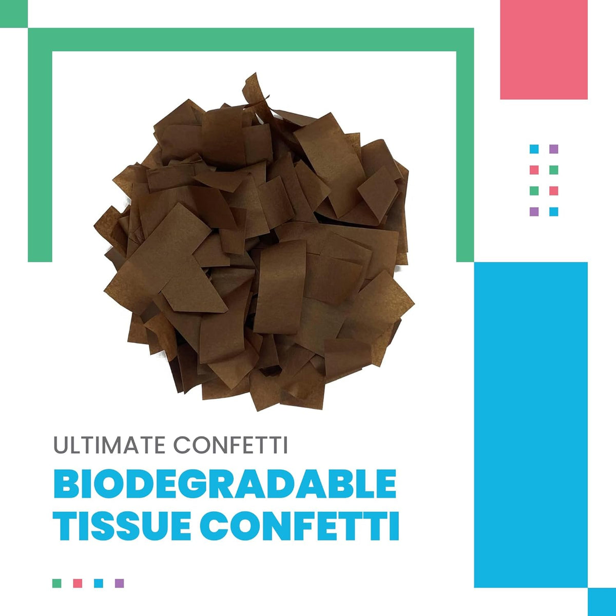 Brown Biodegradable Confetti - Rectangular Flame-Resistant Tissue Paper Confetti for Cannon and