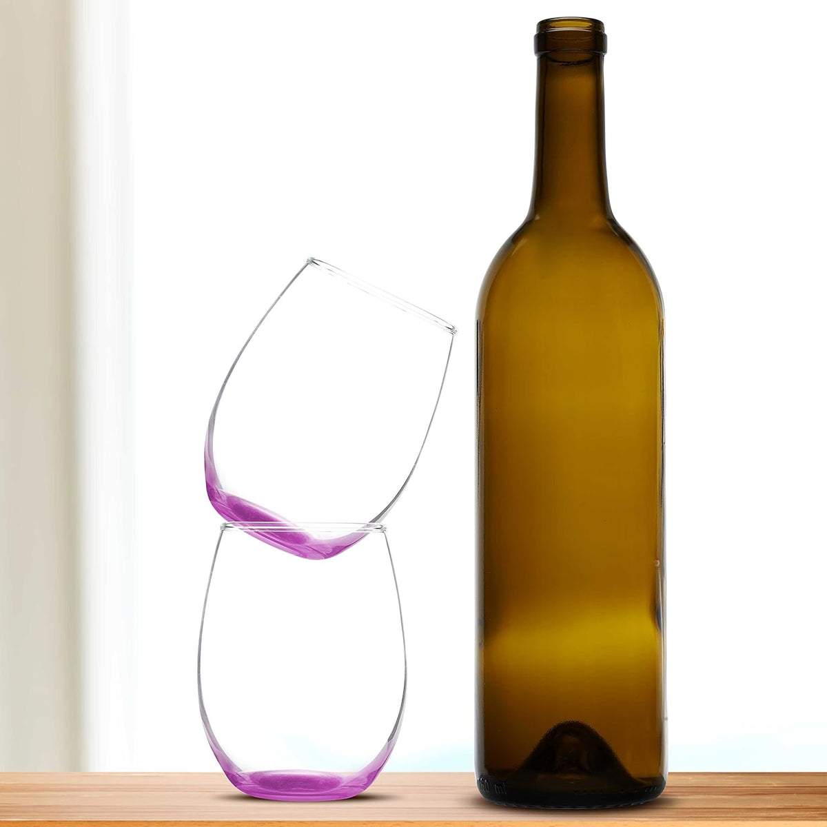 DISCOUNT PROMOS Stemless Wine Glass 9 oz. Set of 10, Bulk Pack - Great for Wedding Favors