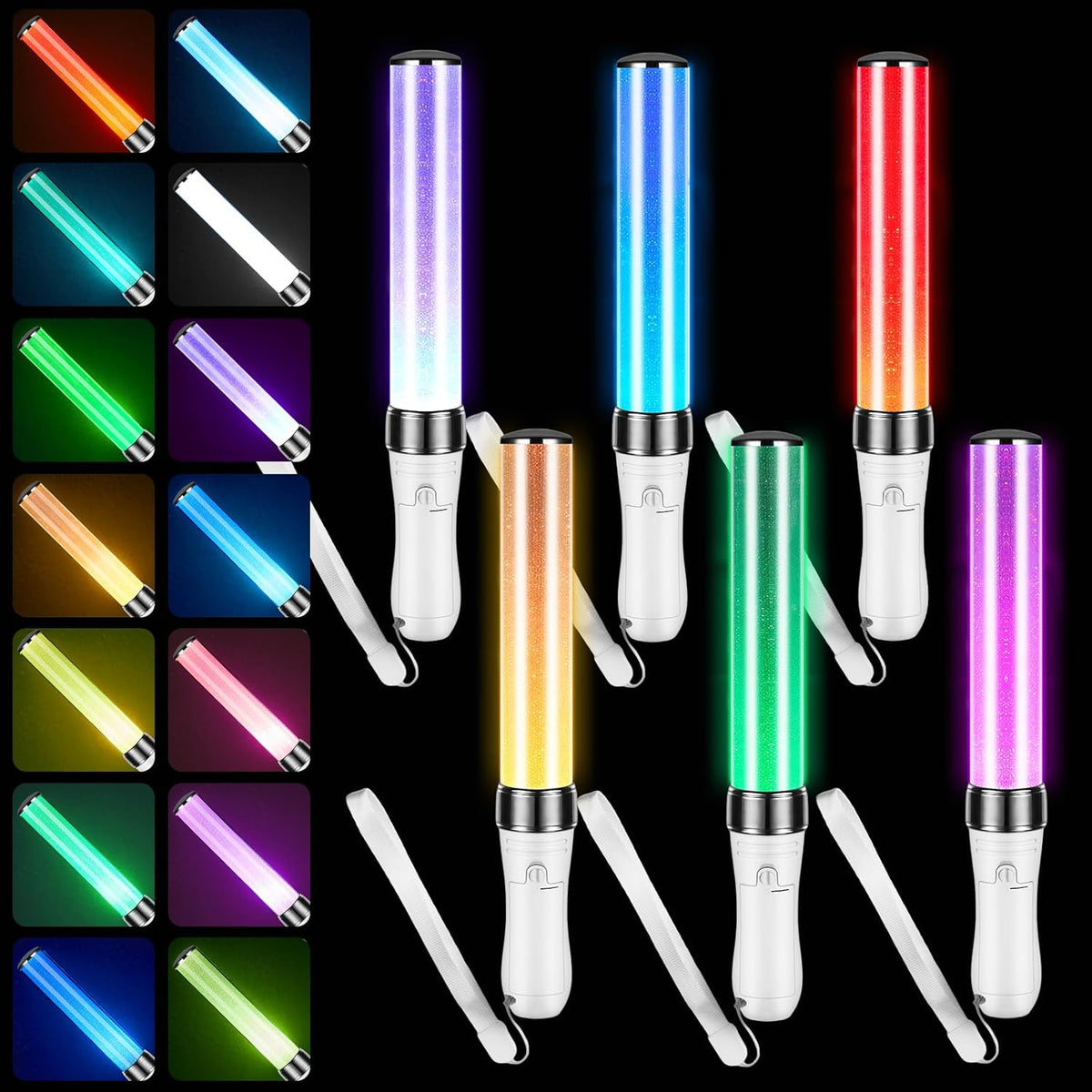 Lewtemi 2 Pcs 15 Color K-pop Concert Lightstick Reusable 2 Modes Multicolor Idol Concert LED