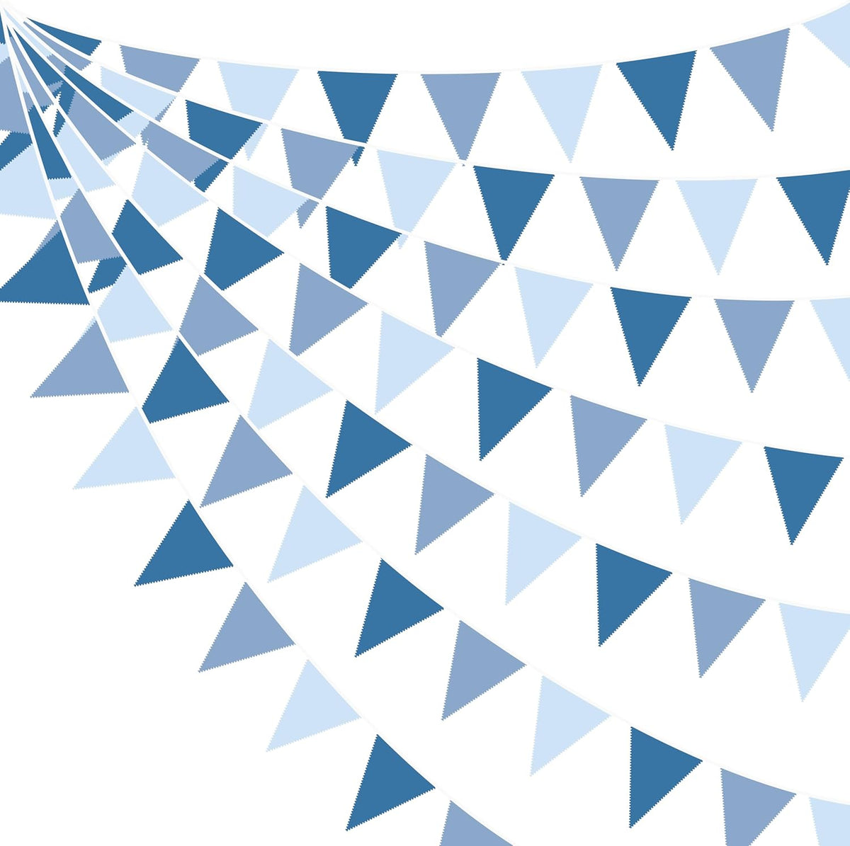 32Ft Retro Blue Party Decorations Dusty Blue Triangle Banner Flag Pennant Fabric Garland Streamers