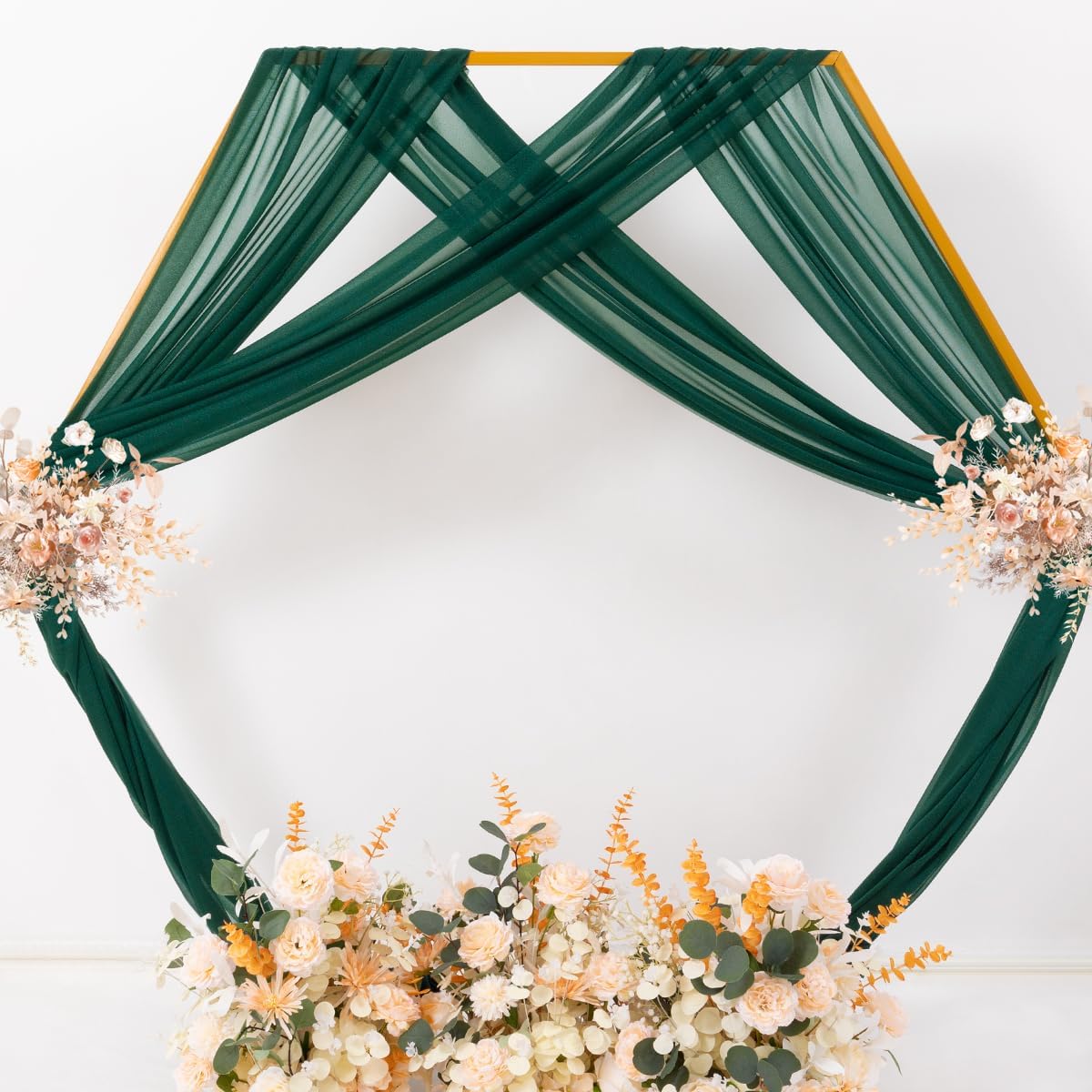 MLMC Emerald Green Wedding Arch Draping Fabric 4 Panels 29" x 20 FT Extra Long Gauze Drapes Sheer