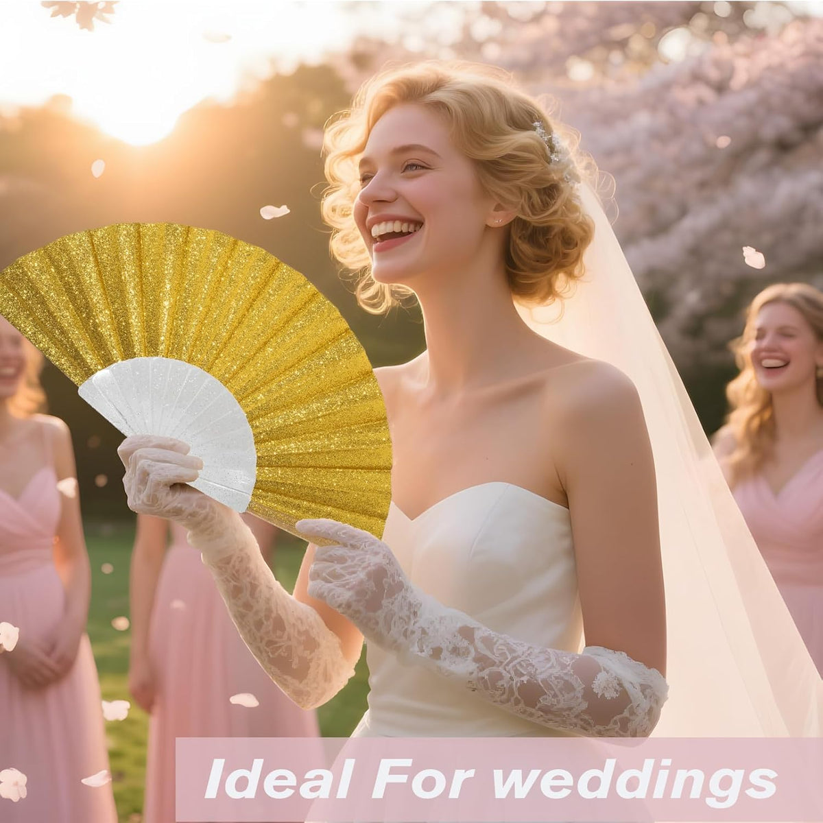 12 Pack Handheld Fan,Folding Hand Glitter Fan with Shining Transparent Fan Rib – Ideal for Wedding