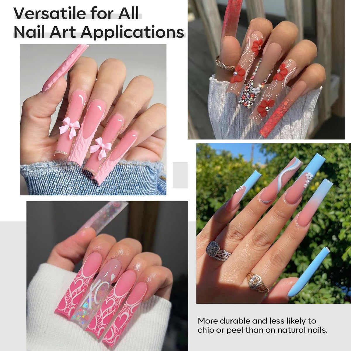 modelones Long Square Nail Tips, 2XXL Straight No C Curve Half Cover Soft Gel Tips Pre-shaped