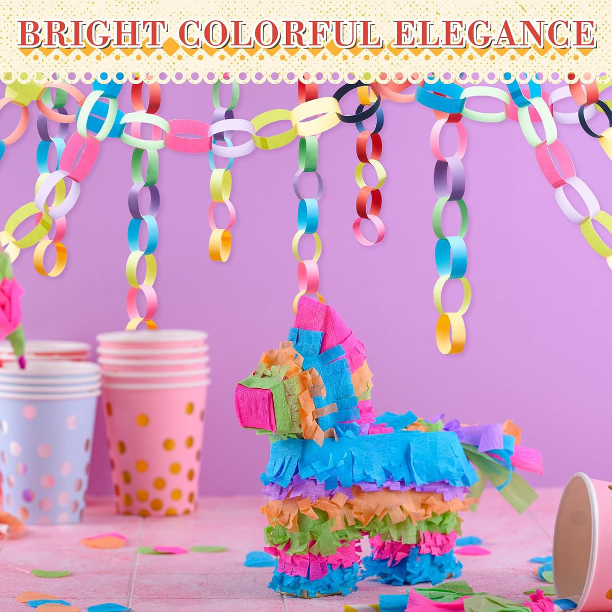 Lincia 600 Sheet Halloween Paper Chain Garland, Construction DIY Crafts Chain Strip for Fall