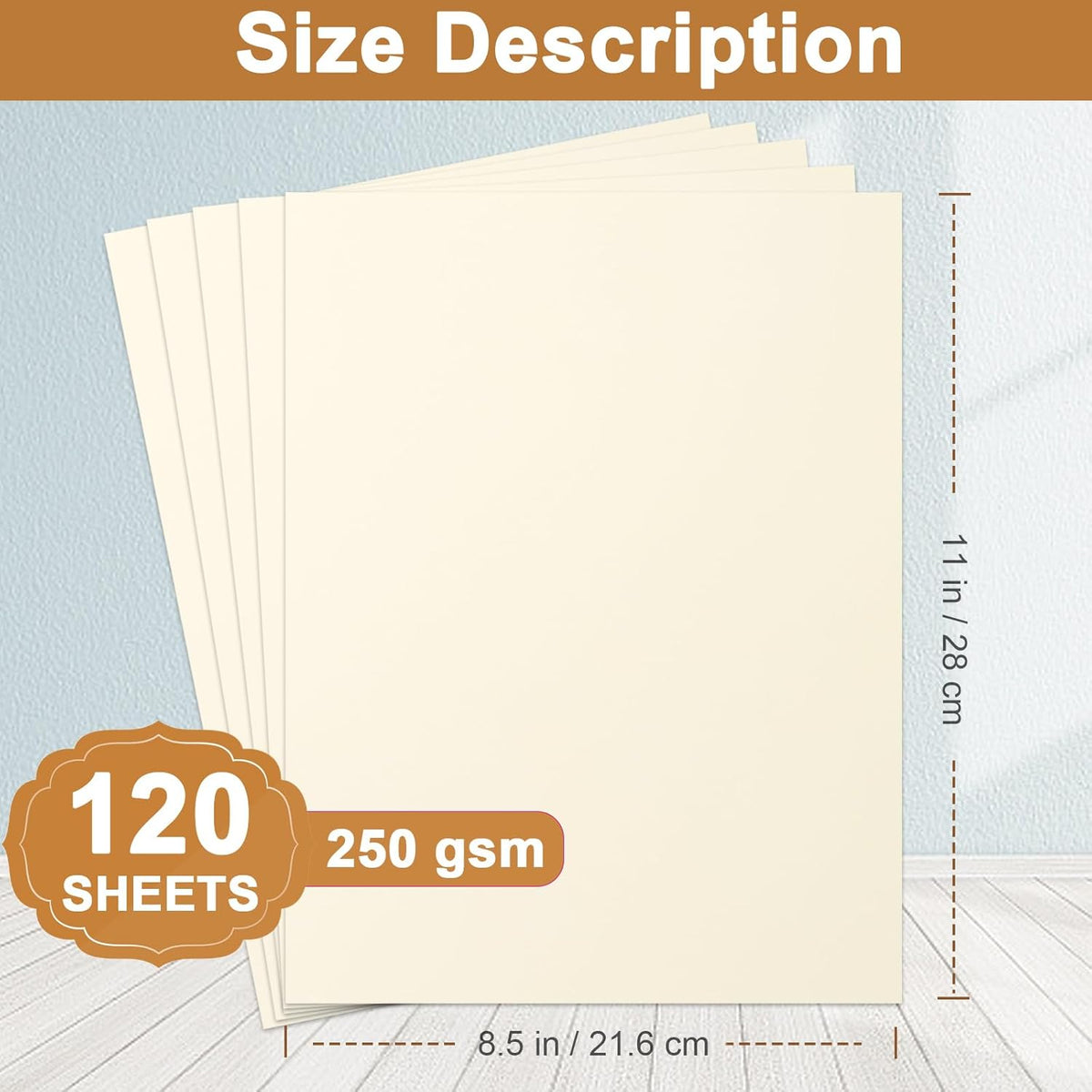 120 Sheets Cream Cardstock 8.5 x 11 Off White Paper, 92lb Ivory Card stock Certificate Paper for