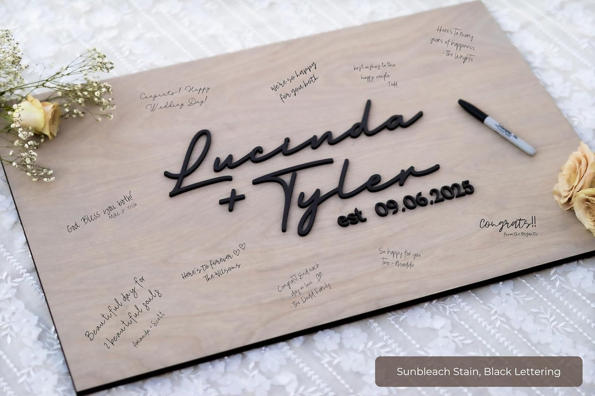 Personalized Last Name Guest Book, Unique Guest Book Sign, Custom Alternative Guest Book, Wooden