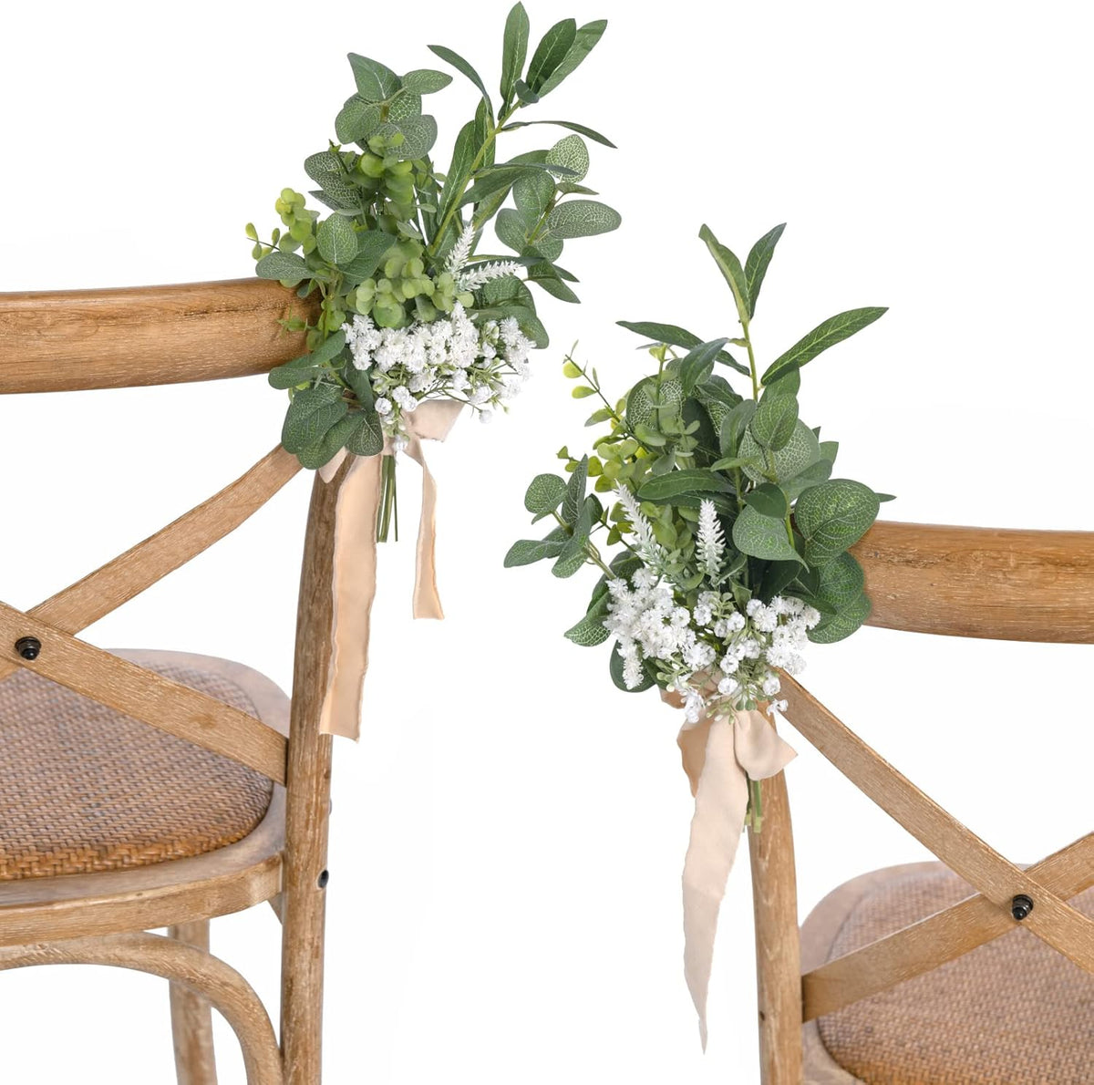 Ling's Moment 8 White Aisle Pew Artificial Flowers Arrangements Babysbreath for Wedding Ceremony