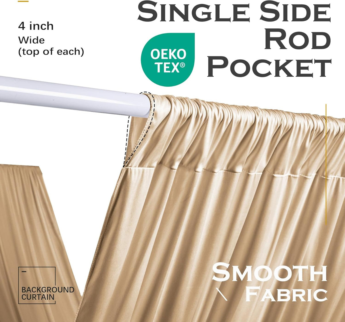 PartyVillage 50ftx40ft Beige Ceiling Curtain for Wedding Parties – 10 Panels Wrinkle-Free 40 FT