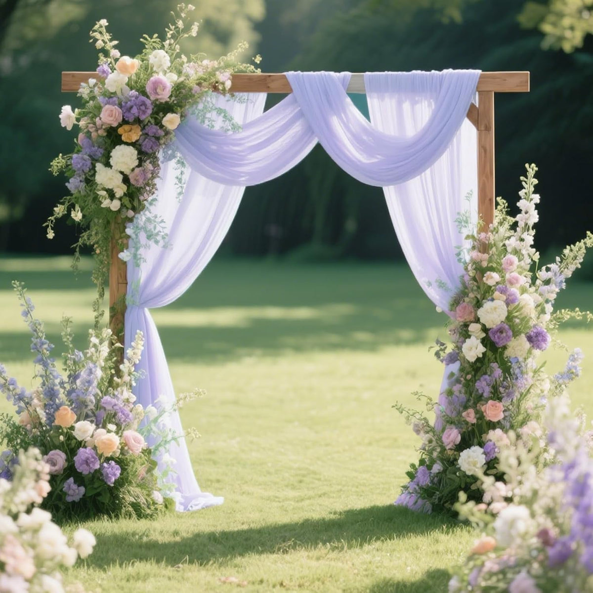 VOK Lavender Wedding Arch Draping Fabric Chiffon Fabric, 29in x 18Ft Sheer Chiffon Outdoor Curtain