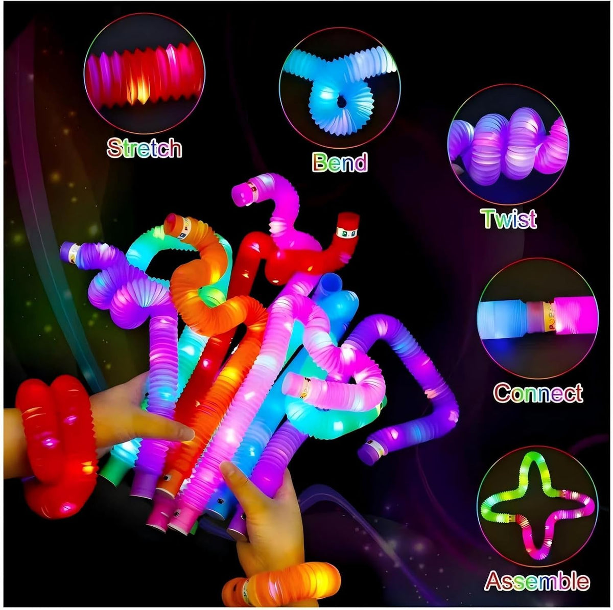 Pink 24 Pack Light Up Party Favors Supplies,Bulk Glow Sticks Bracelet,Necklace Accessories for