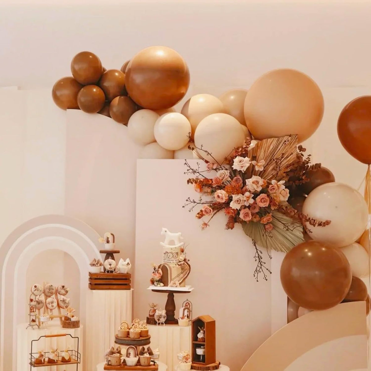 90pack Coffee Balloons Different Size 18/12/10/5 Inch Coffee Balloon Garland Arch Kit for