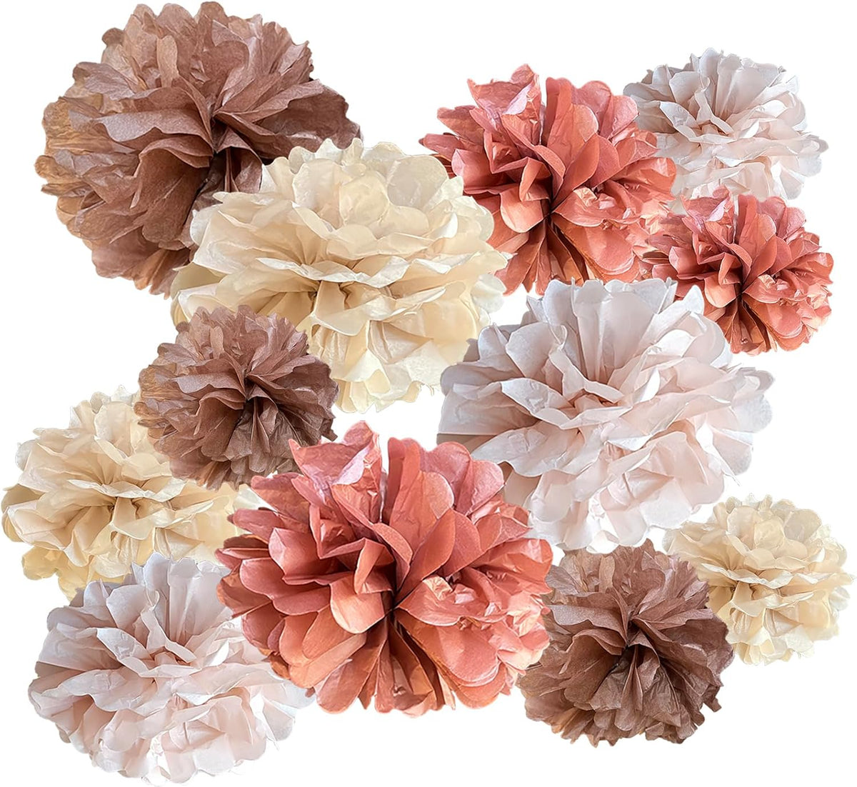 ZOOYOO Rose Gold Tissue Paper Pom Poms Set 12PCS Blush Pink Tissue Paper Flowers Decorations for