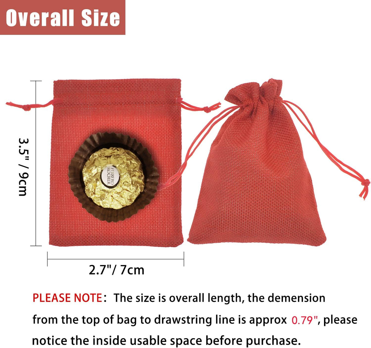 20pcs Burlap Bags with Drawstring, 2.7x3.5 Inch Red Jute Gift Bag Bulk for Christmas Wedding Party