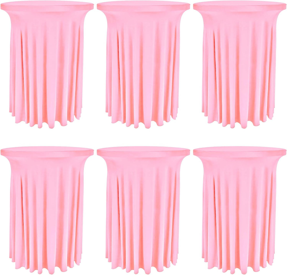 6 Pack Round Cocktail Tablecloth 32"x 43" Spandex Cocktail Table Skirt, Washable Stretch Fitted