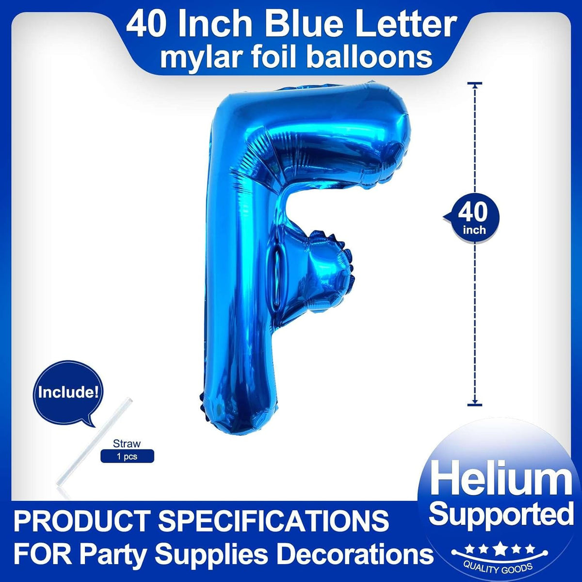 40 Inch Blue Letter F Balloons, DIY Phrase Foil Alphabet Letter F Balloons DIY Word F Banner for