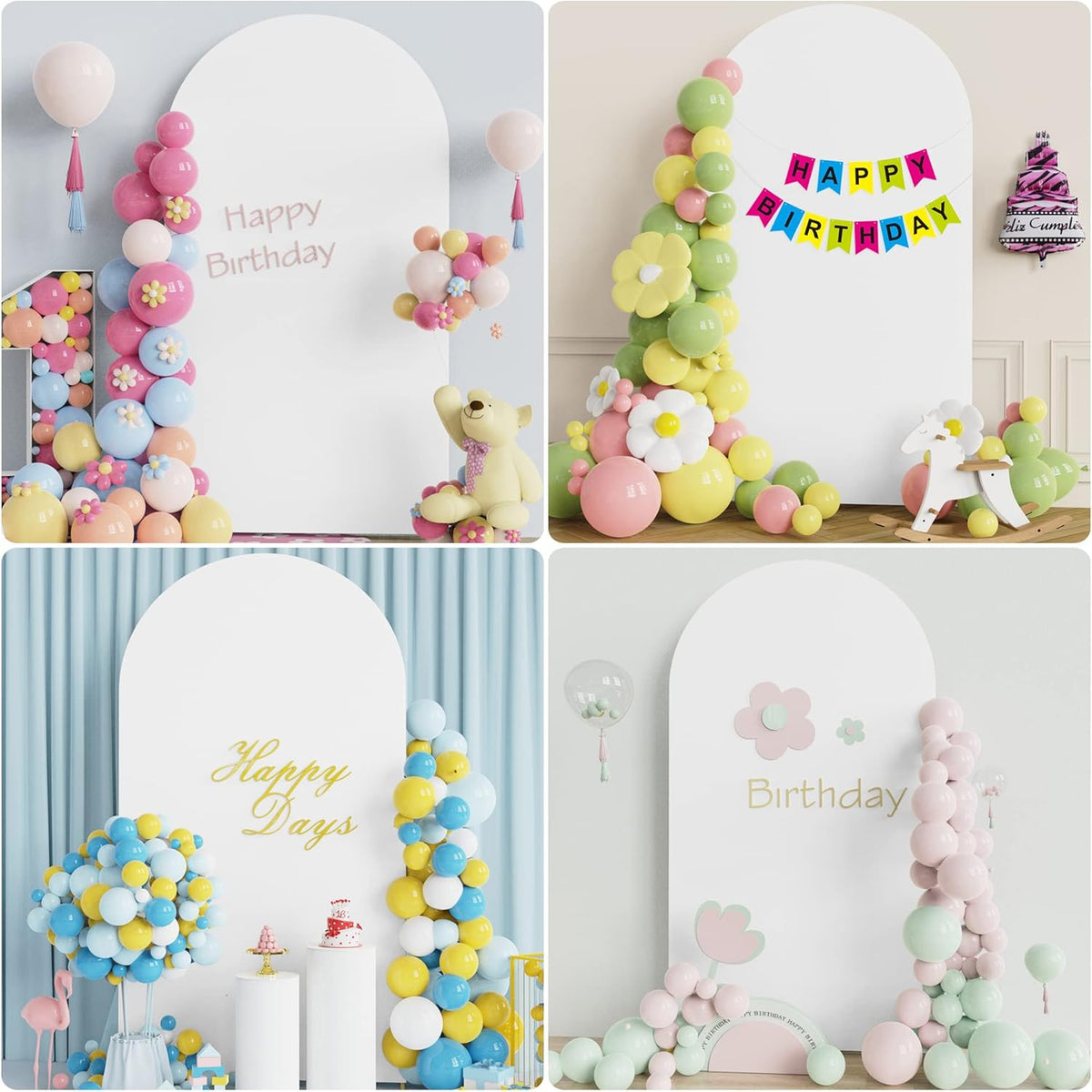 Wokceer 7.2 FT Wedding Arch Backdrop Stand and White Arch Cover, Metal Arch Stand with Arch Stand