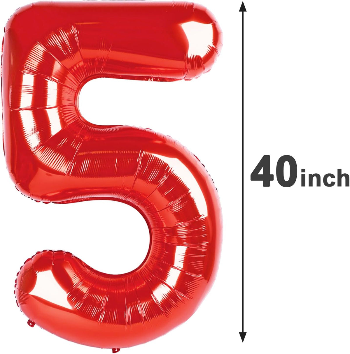Number Balloon 40 Inch Red 5 Balloon, Five 5th Birthday Digital Foil Balloons For Boy Girl, 2025