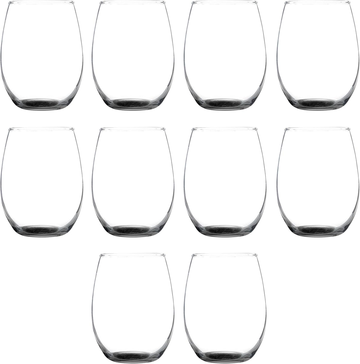 DISCOUNT PROMOS Stemless Wine Glass 9 oz. Set of 10, Bulk Pack - Great for Wedding Favors