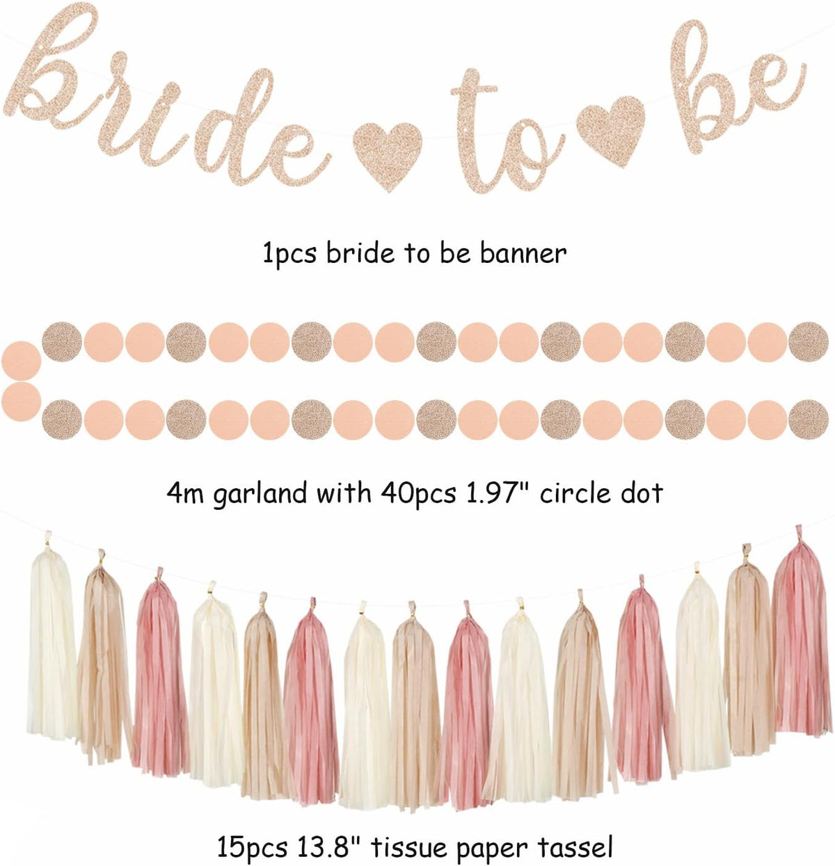 Blush-Pink Rose-Gold Bridal-Shower Fall Party-Decorations - 31pcs Bride To Be Sign