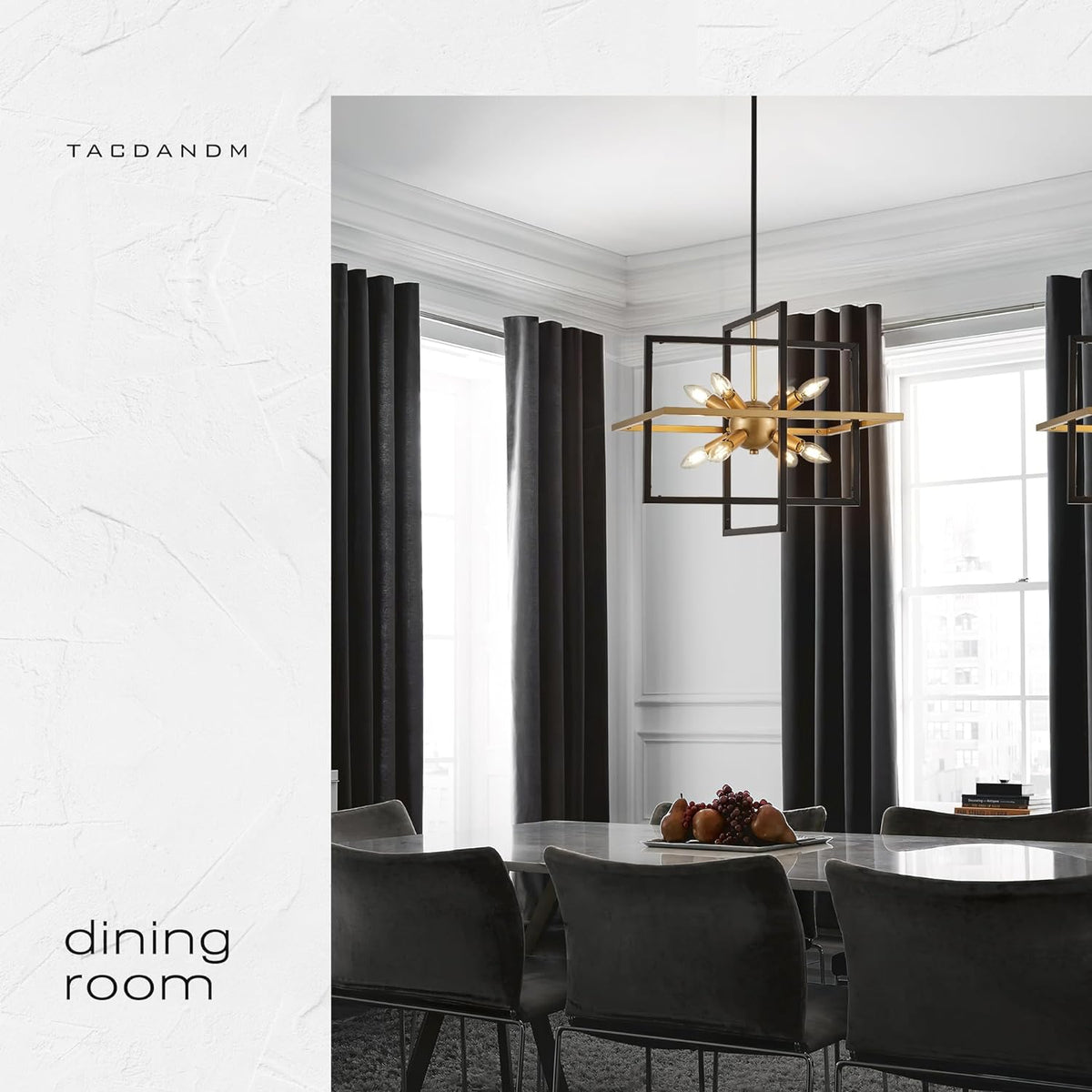 18.9'' Black Gold 8-Light Sputnik Chandelier Modern Industrial Adjustable Hanging Geometric Pendant