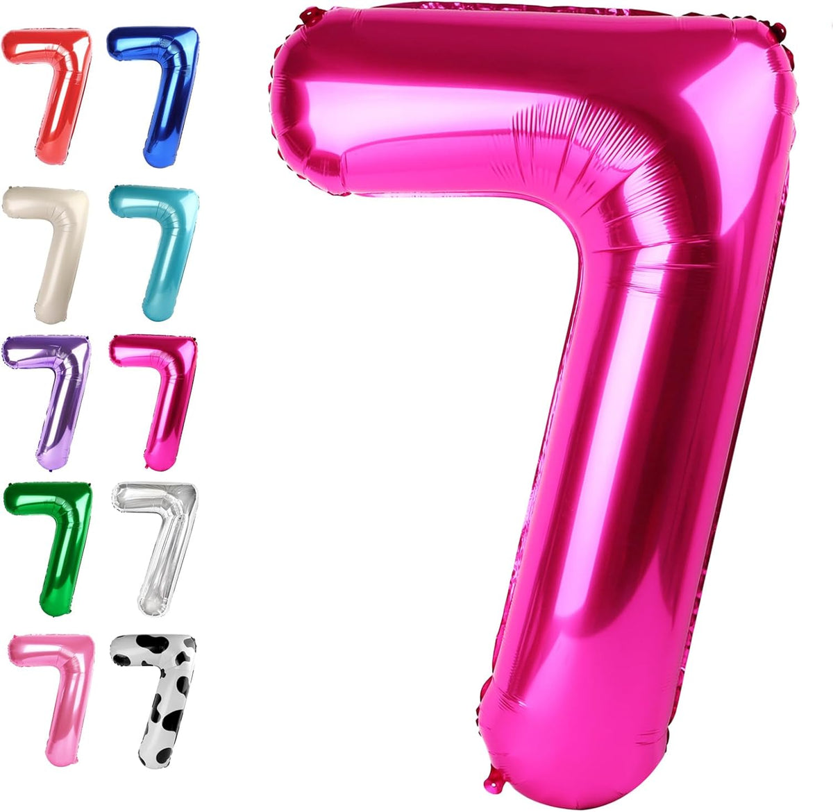Hot Pink Number 7 Birthday Balloon 40 Inch, Digital Balloons for 7 17 27 70 77 Party Celebration