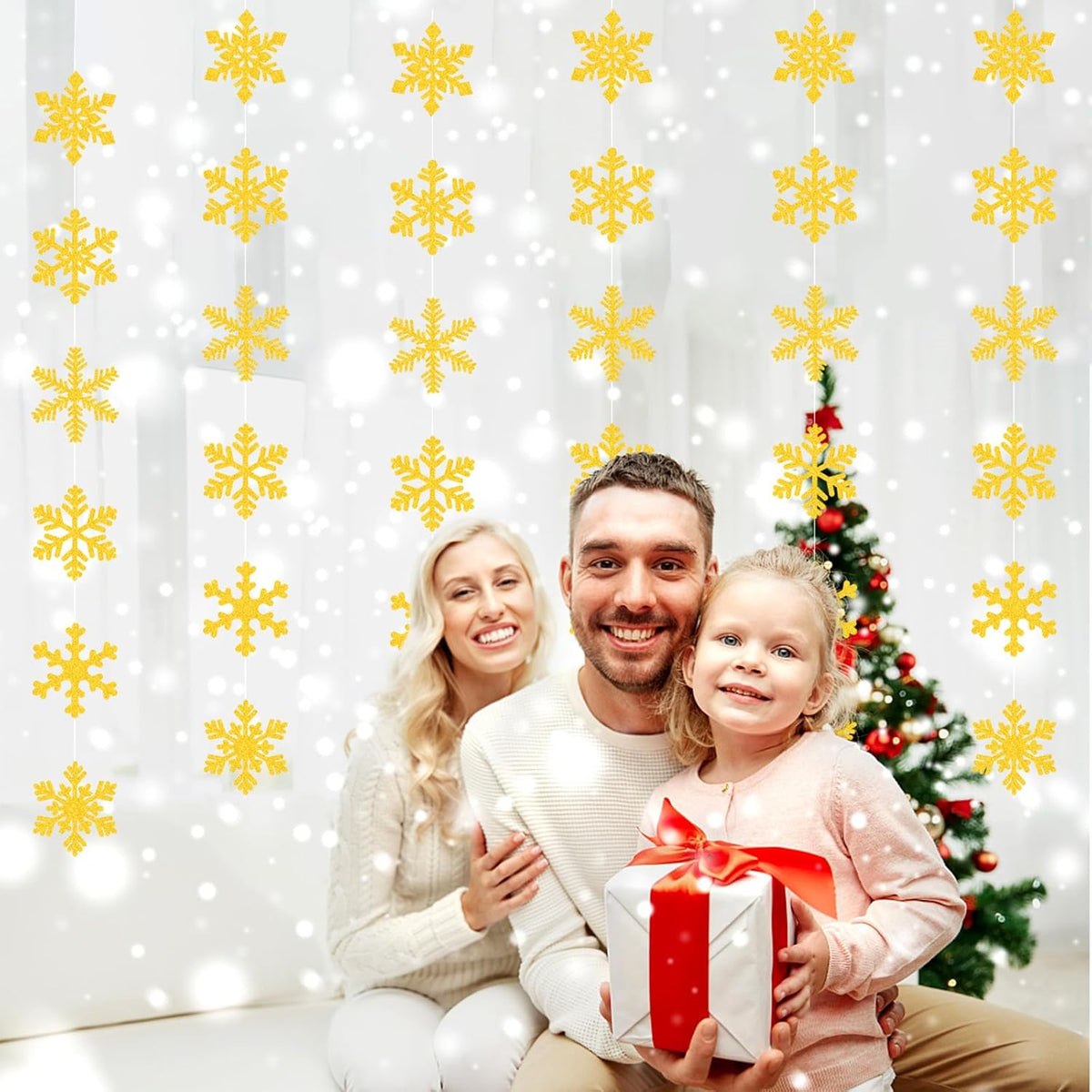 Gold Snowflake-Snow Christmas Party-Decorations Garland - 6pcs Winter Girl Boy Birthday New Year