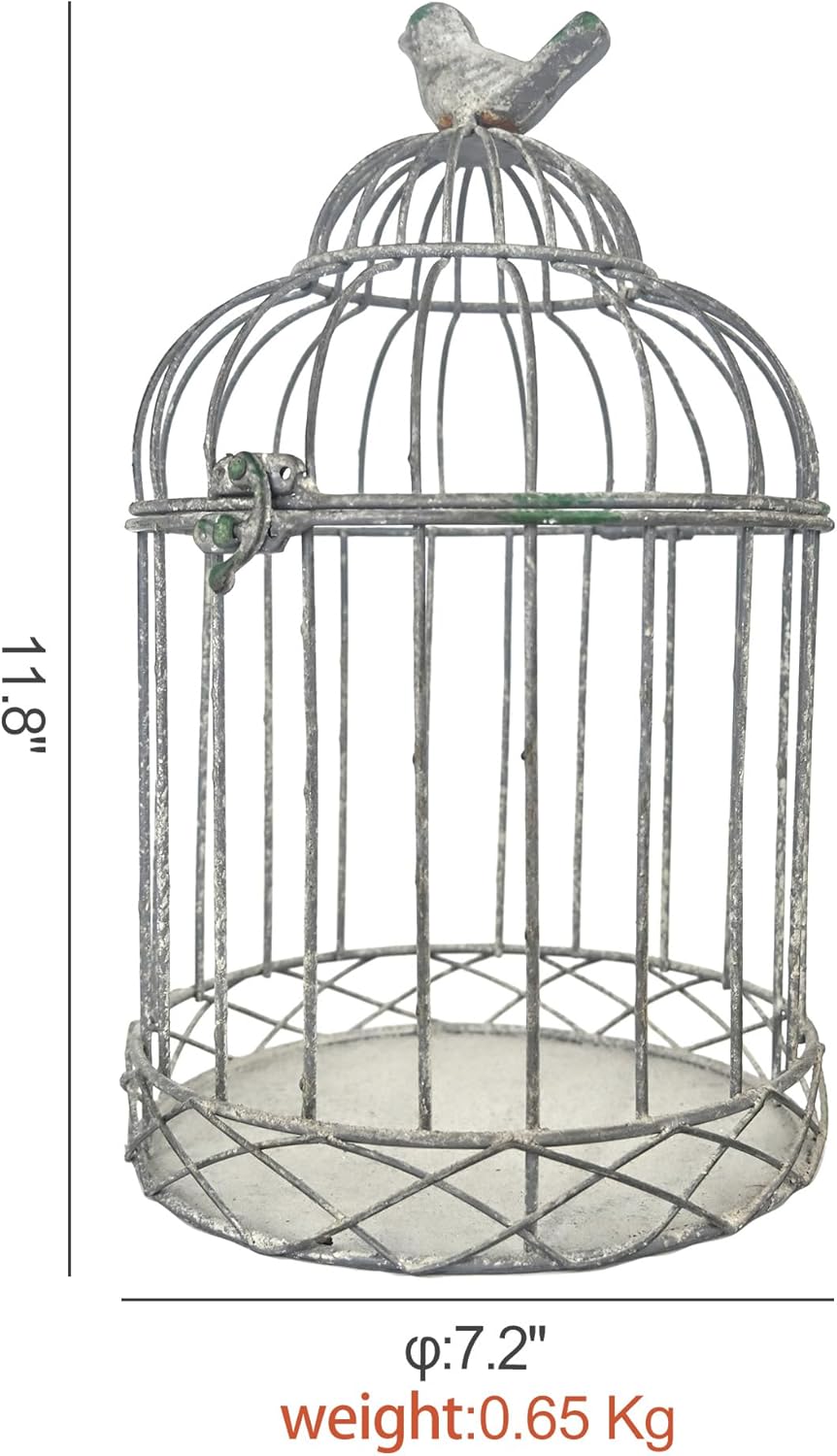 Rustic Farmhouse Metal Planter Holder Vintage Birdcage Candle Holder Distressed Deractive Flower