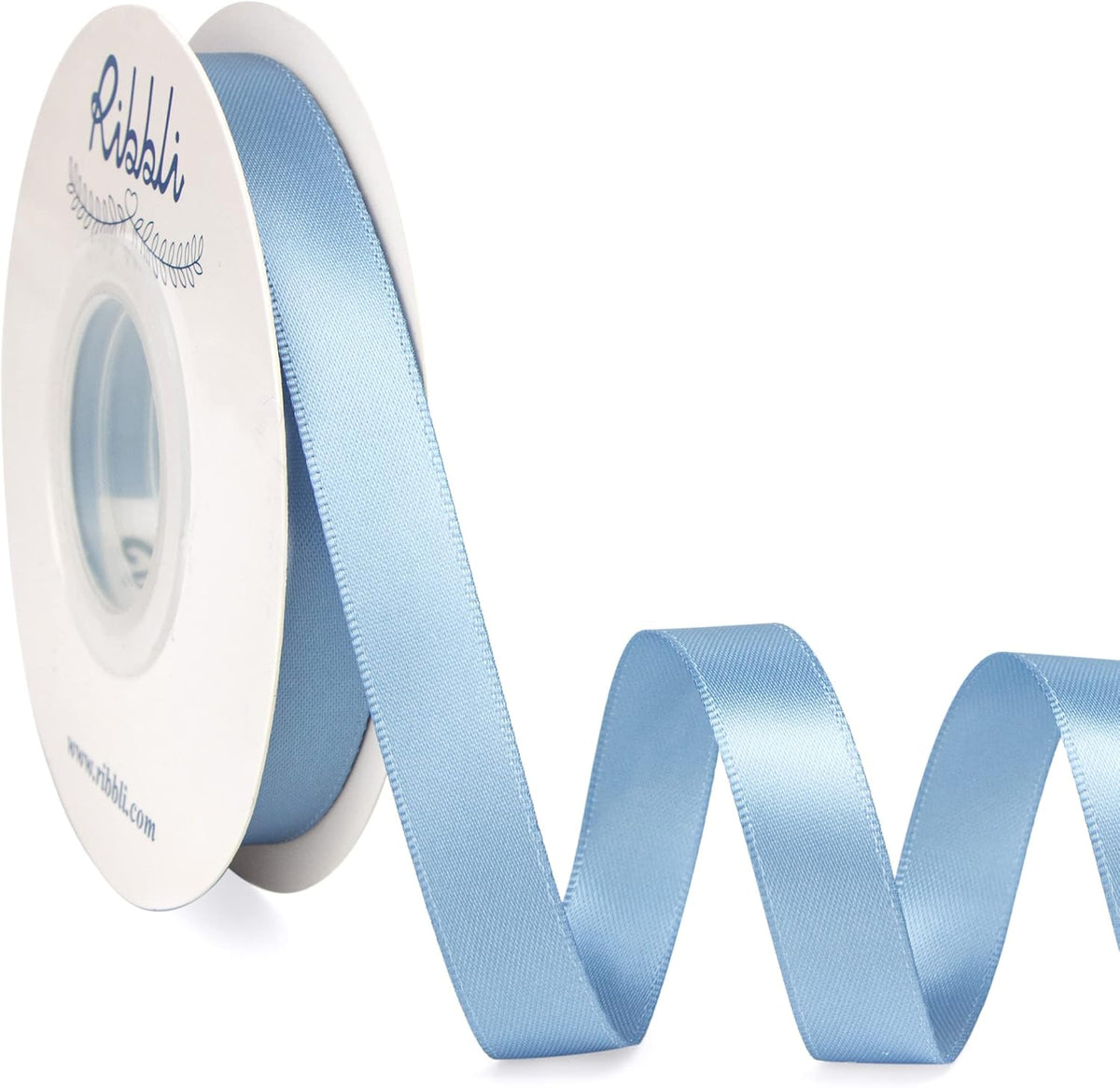 Ribbli Dusty Blue Satin Ribbon,Double Faced Satin 1/2 inch x Continuous 25 Yards,Use for Bows