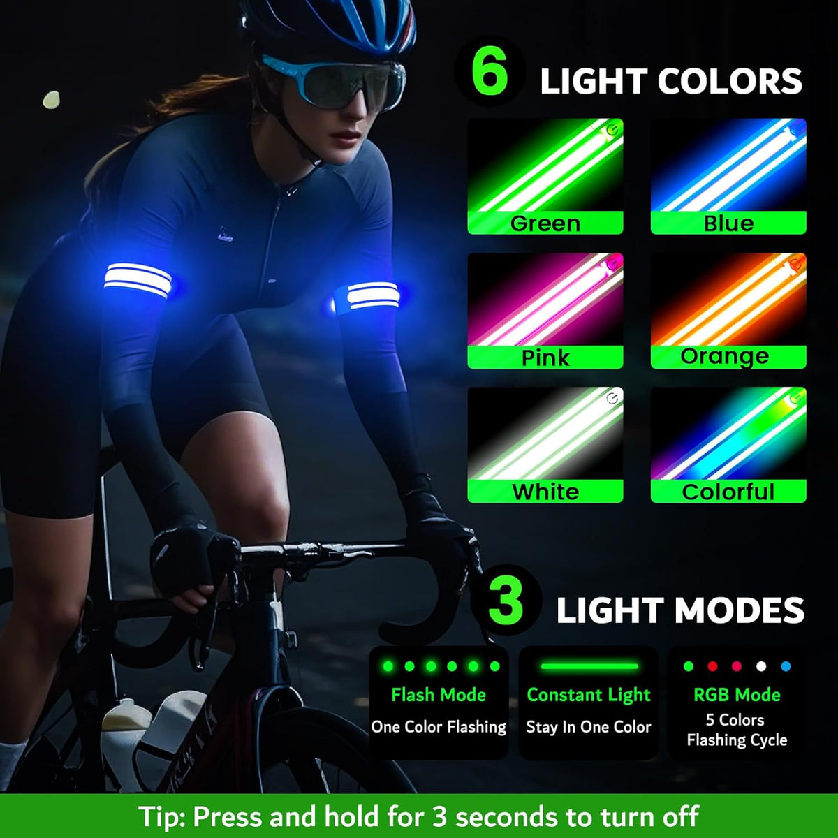 LED Armband for Running(2 Pack),Light Up Arm Bands for Night Walking Running,Rechargeable Lights