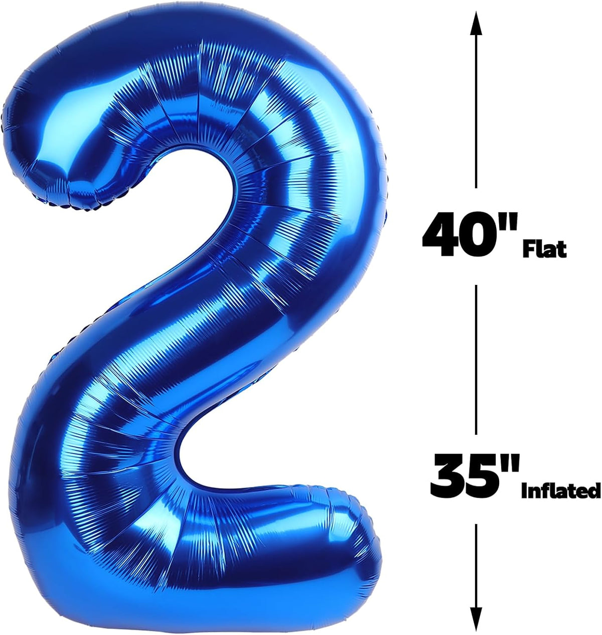 40 Inch Big Blue Number 2 Balloon Birthday Decoration, Number 2 Helium Balloon 12 20 22 23 24 26 28