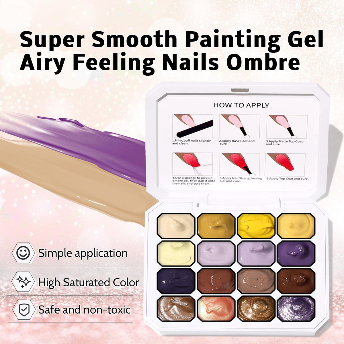 Sponge Pat Paint Nail Gel, Ombre Nails Gradient Gel Nail Blush Blooming Aura Nails Drawing Stripper