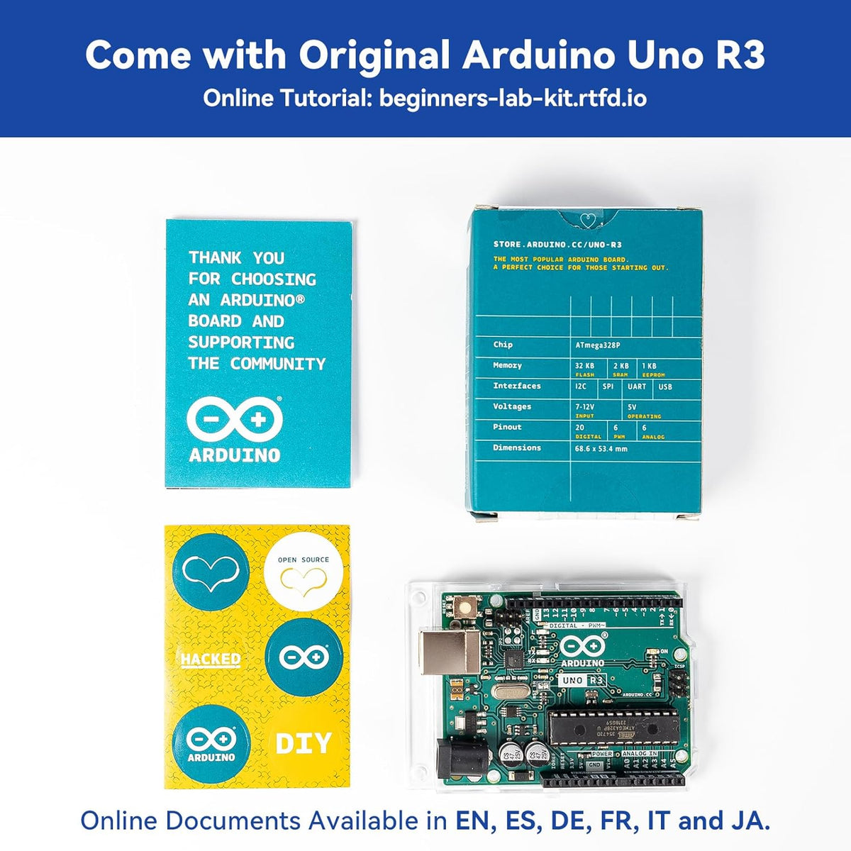 SunFounder Beginner's Lab Starter Kit with Original Arduino Uno R3 REV3 Board Multimeter Basic to