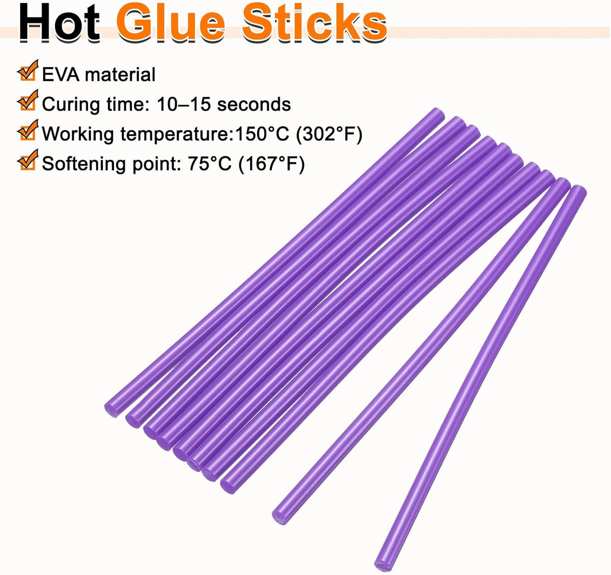 HARFINGTON 10pcs Hot Glue Sticks 0.28" Dia x 11.81" Long EVA Mini Hot Melt Adhesive Glue Stick for