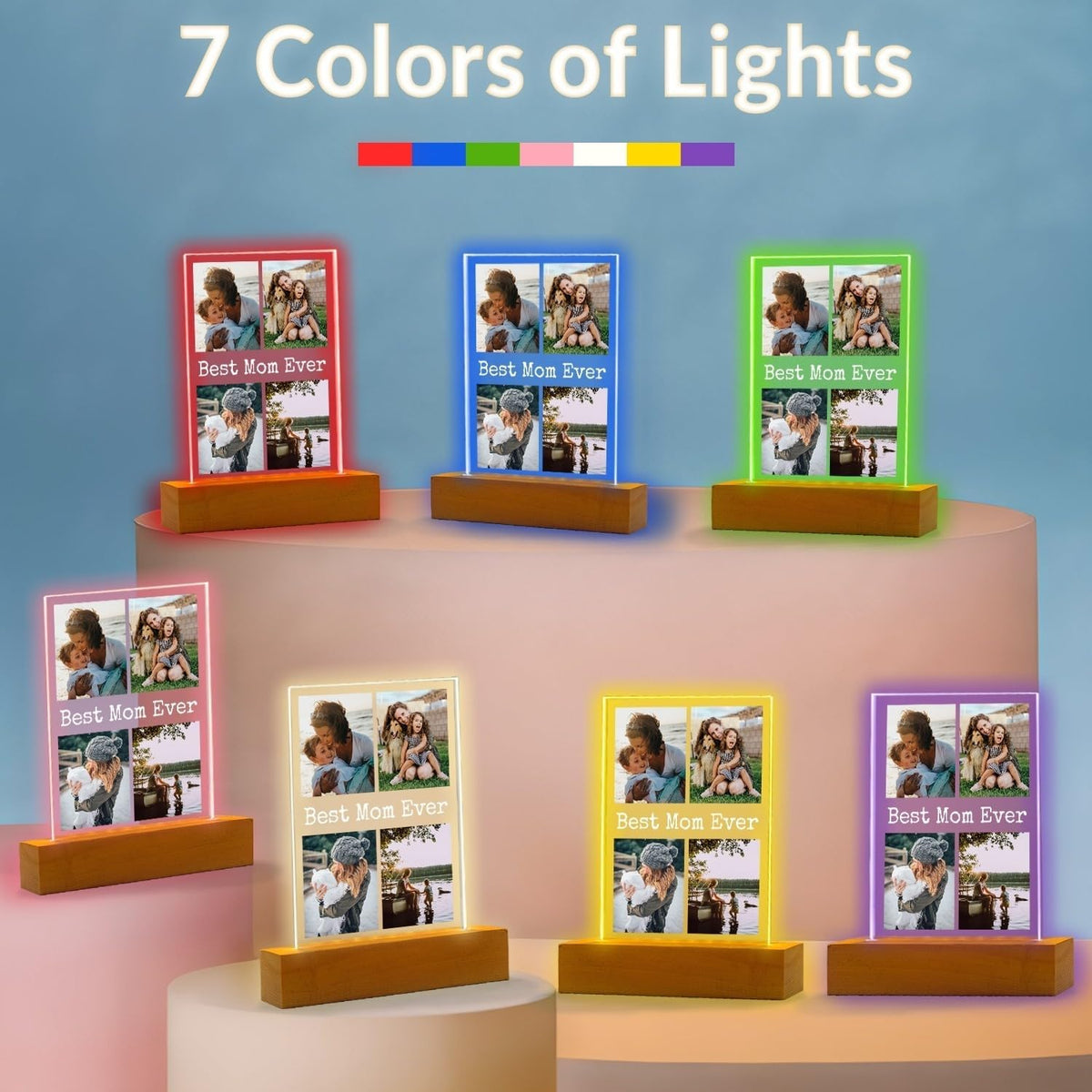 Custom Picture Frames with Photo, Personalized Photo Frame with Night Light, Customized Picture
