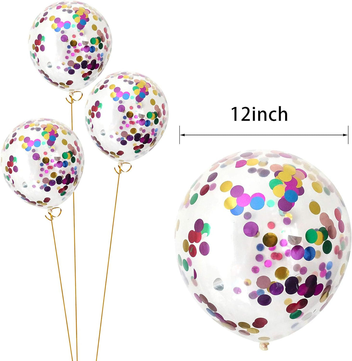 Confetti Balloons 40pack, 12inch Transparent Party Balloons with Colorful Confetti for Graduation