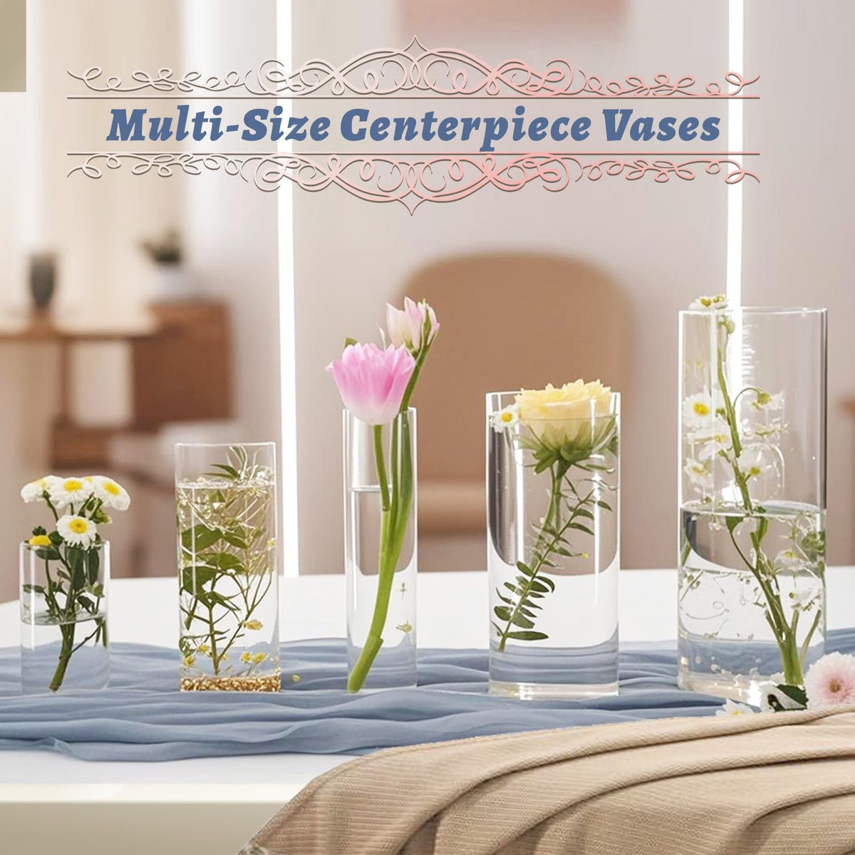 60pcs Glass Vase Cylinder Vases for Centerpieces Small Flower Glass Vases Home Decor Centerpiece