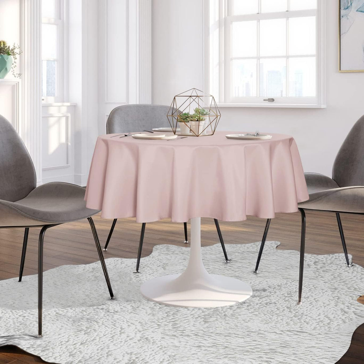 sancua Round Tablecloth - 48 Inch - Water Resistant Spill Proof Washable Polyester Table Cloth