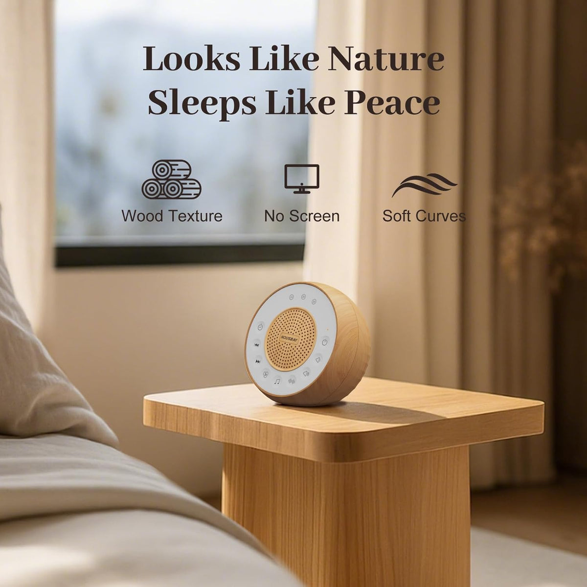 Housbay White Noise Sound Machine for Sleeping, 31 Soothing Sounds, Small Sleep Machine for Adults