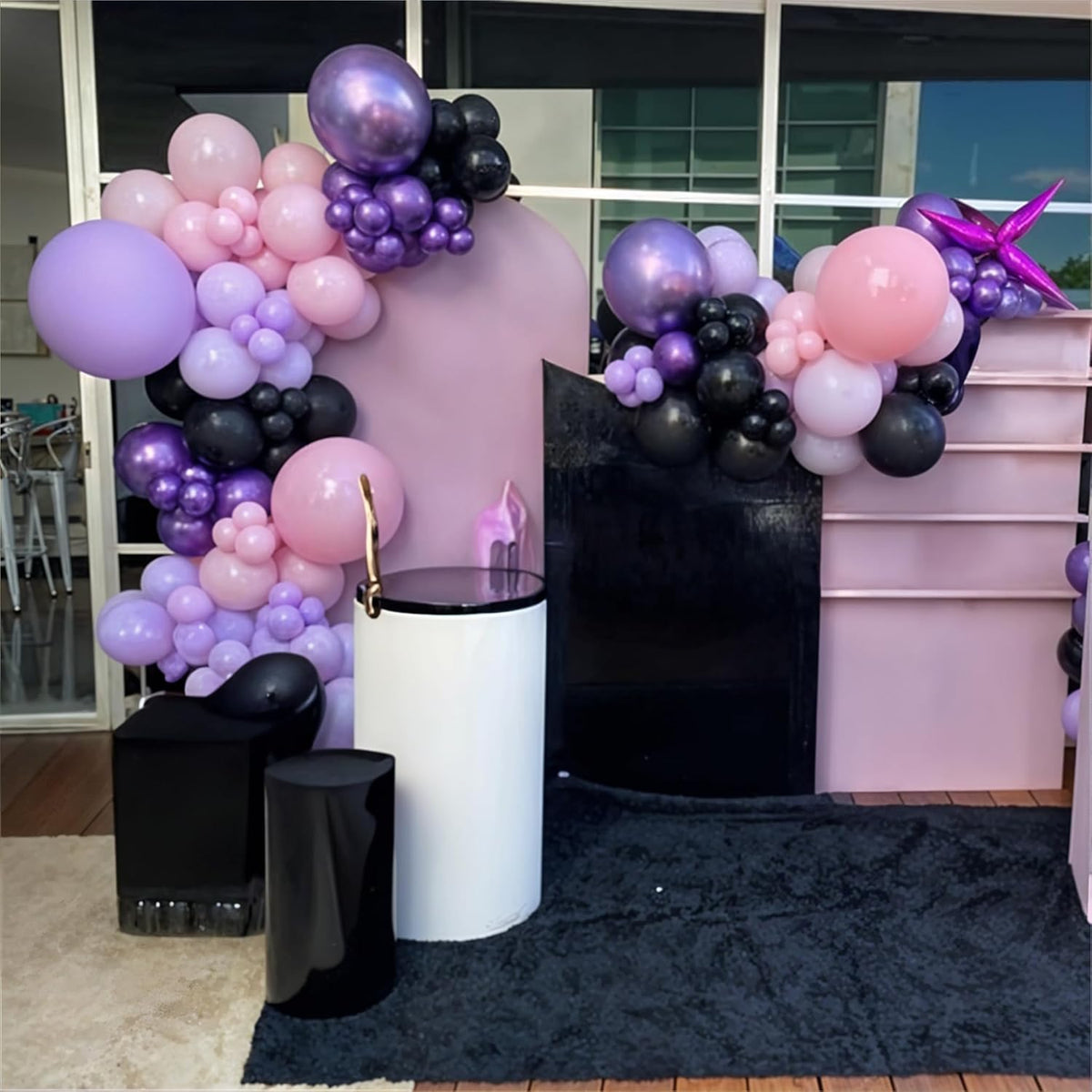 Halloween Balloons, 60pcs 12 Inch Black Pink Purple Latex Balloons for Girls Women Halloween