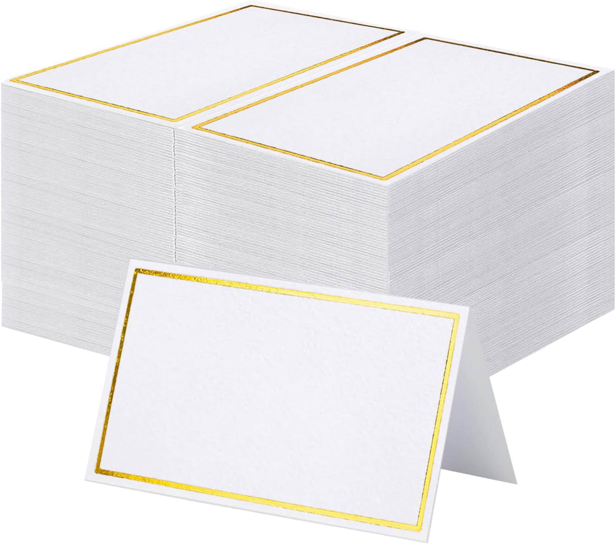 120Pcs Premium Place Cards, Small Table Cards with Gold Foil Border, 2" x 3.5" Tent Cards, Escort