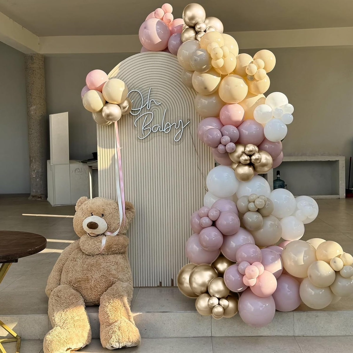 Dusty Pink Beige Balloons, 60 Pcs 12 Inch Pink Sand White Balloons, Metallic Gold Nude Cream