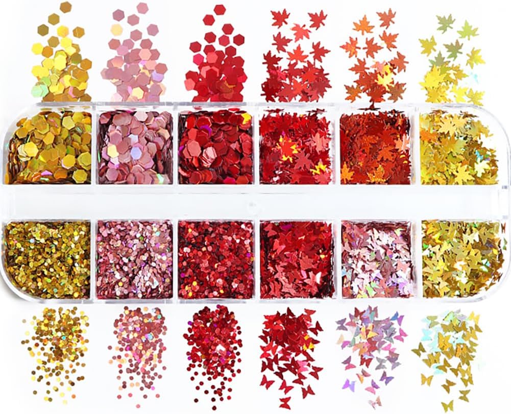 Maple Leaves Confetti,2000pcs Fall Leaves Party Table Decorations Scatter Foil Confetti for Autumn