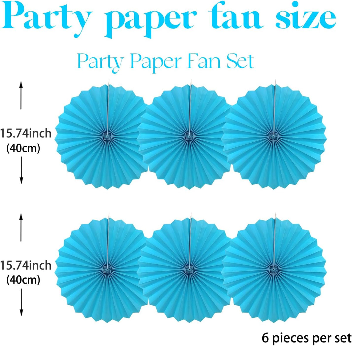 BARTHEW Blue Hanging Paper Fans,Blueaccessories Paper Decorations for Party,Blue Harmony Classroom