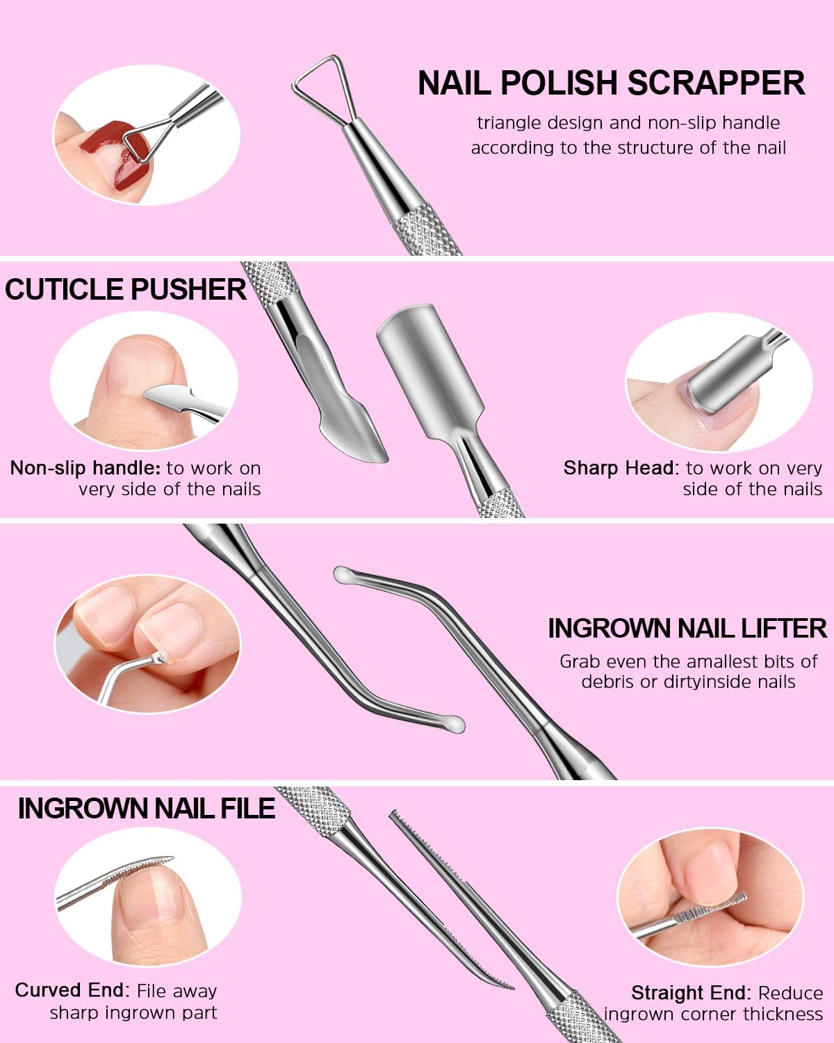 MORGLES Cuticle Remover Kit, 100/180 Nail File and Nail Buffer Blocks, 1 Pcs Rose Cuticle Oil and