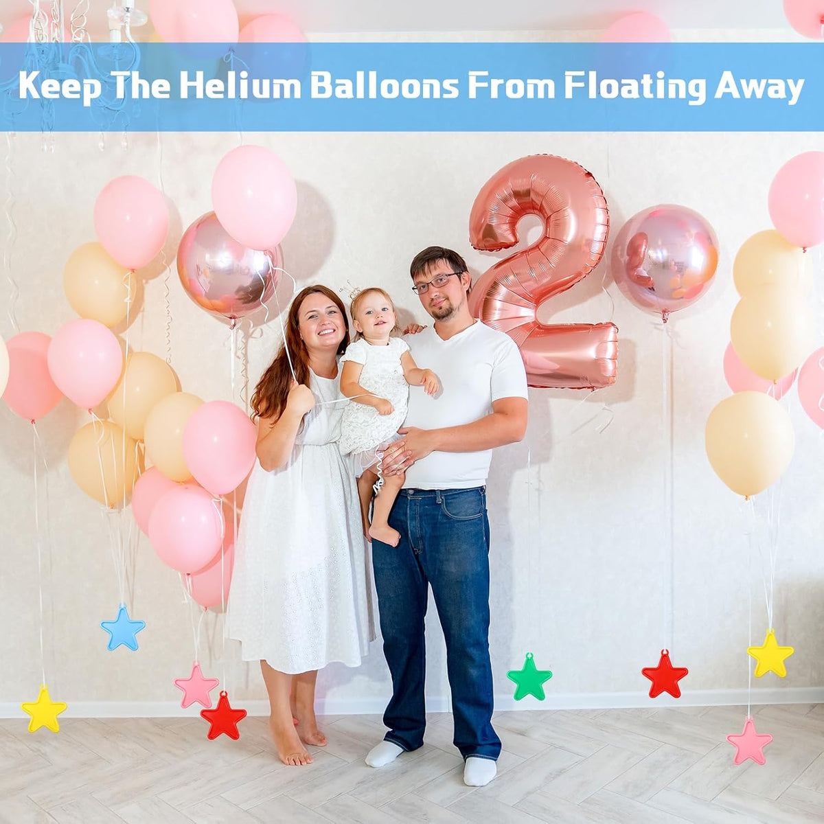 Lenwen 80 Pcs Balloon Weights Plastic Colorful Weights for Balloons for Birthday Party Decoration